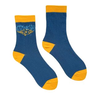 Шкарпетки жіночі "Жовто-блакитне серце" з індійської бавовни, сині, 35-37
