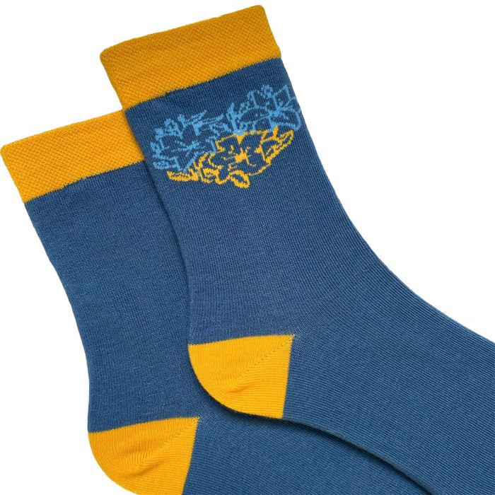 Шкарпетки жіночі "Жовто-блакитне серце" з індійської бавовни, сині, 35-37