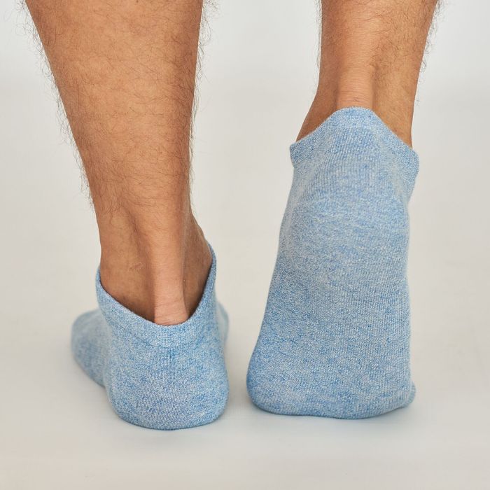Men's ankle socks made from Indian cotton, blue melange