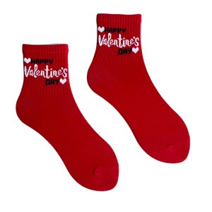 Шкарпетки жіночі "Happy Valentine's Day" з індійської бавовни, червоні, 35-37