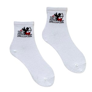 Women's Socks "BE MINE" made from Indian cotton, white, 35-37