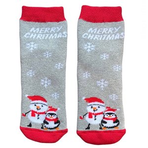 Kid's Christmas socks made from Indian cotton, TERRY, Snowman and Penguin
