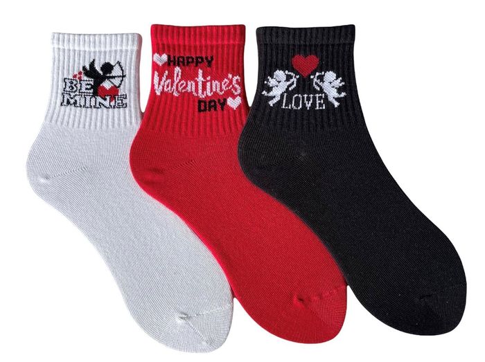 Набір жіночих шкарпеток "До Дня Св.Валентина" з індійської бавовни, 3 пари