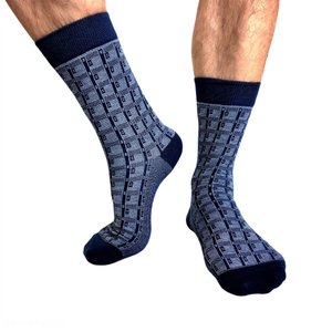 Шкарпетки жакардові чоловічі з індійської бавовни, сині, 44-45