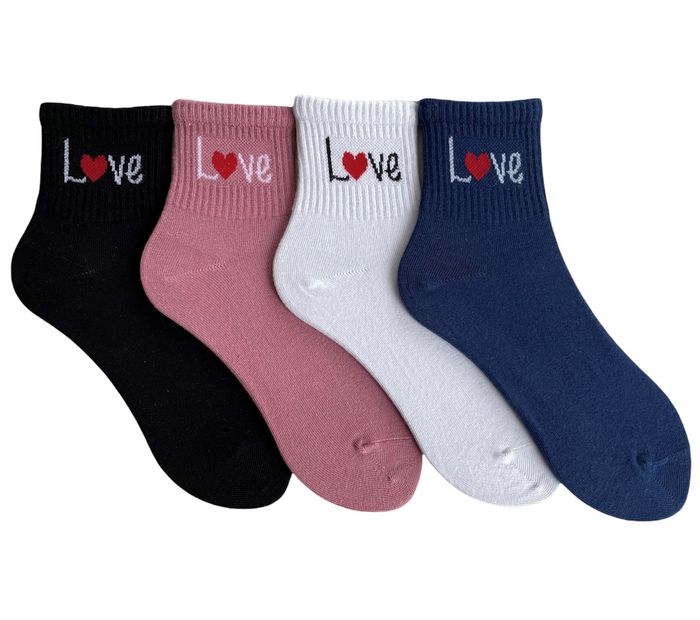 Set of women's Socks "LOVE" made from Indian cotton, 4 pairs