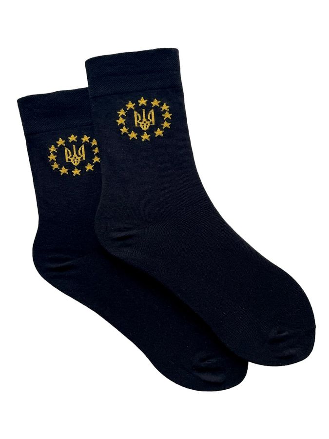 Шкарпетки чоловічі класичні "UA-EU", з індійської бавовни, чорні