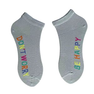 Women's ankle Socks "Don't worry, Be Happy" made from Indian cotton, grey, 38-40