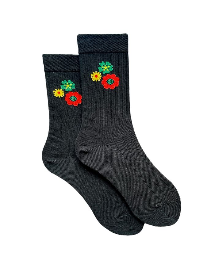 Women's Socks "Flowers", made from Indian cotton