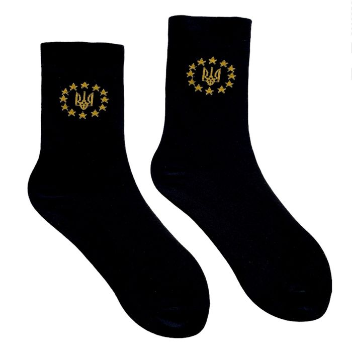 Men's classic socks "UA-EU", made from Indian cotton, black