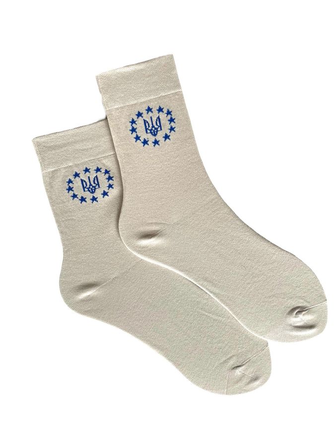Шкарпетки чоловічі класичні "UA-EU", з індійської бавовни, бежеві