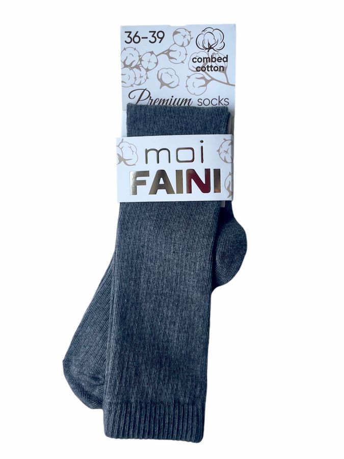 Knee length Socks, dark gray melange