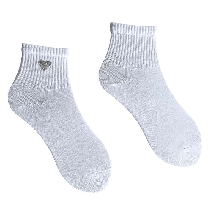 Шкарпетки жіночі "Люрексне сердечко" з індійської бавовни, білі, 38-40