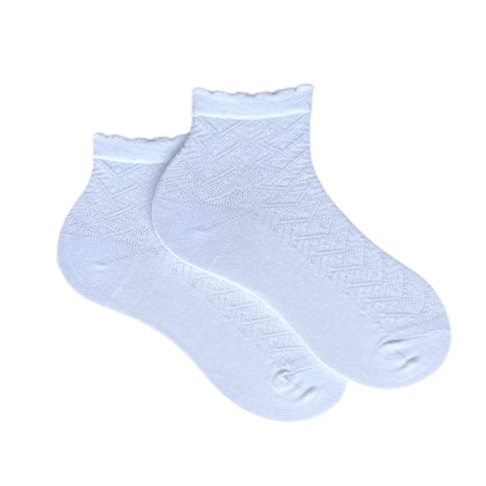 Шкарпетки дитячі "Ажур" для Дівчаток з індійської бавовни, білі, 7-9 років