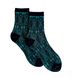Women's Jacquard Socks "Louvre" made from Indian cotton, black with turquoise