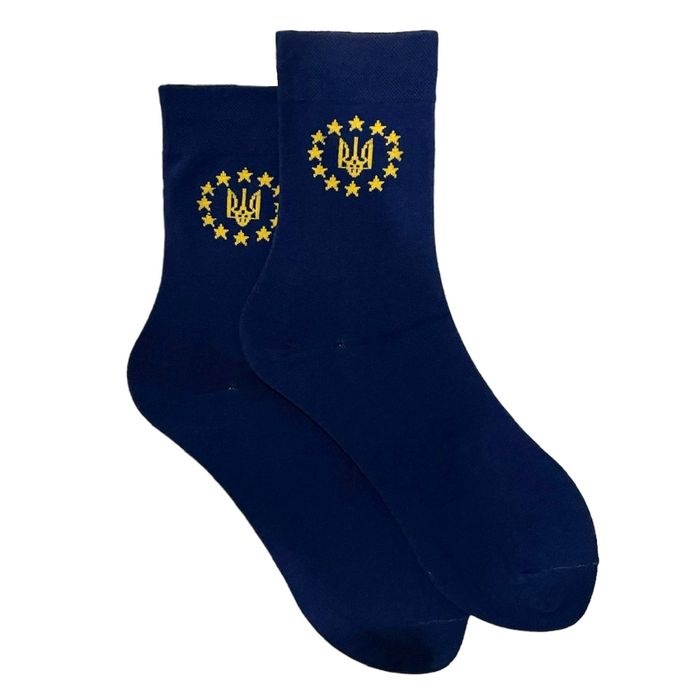Men's classic socks "UA-EU", made from Indian cotton, dark blue