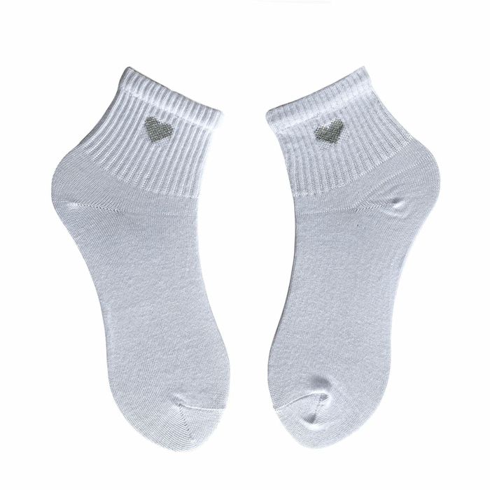 Шкарпетки жіночі "Люрексне сердечко" з індійської бавовни, білі, 35-37
