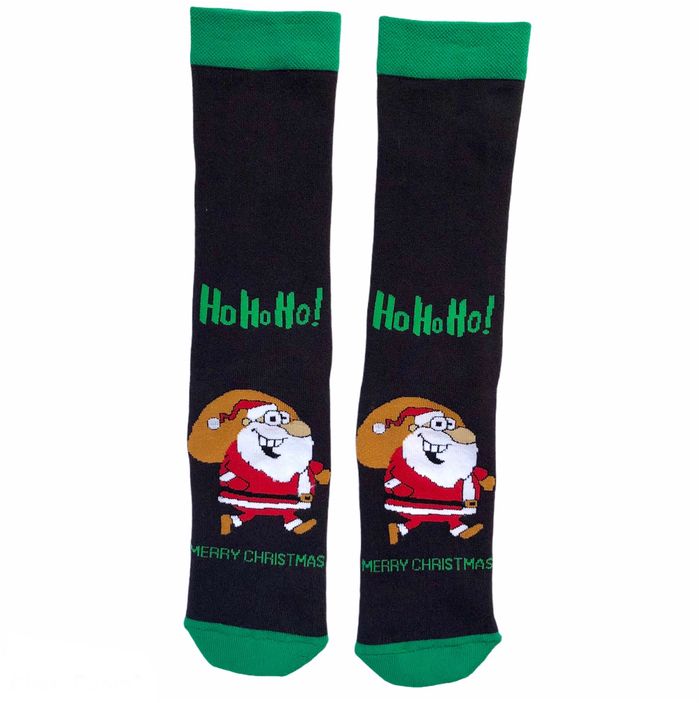 Шкарпетки Новорічні чоловічі з індійської бавовни, МАХРОВІ, HO-HO-HO Merry Christmas