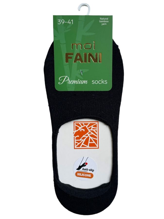 Men's "invisible" bamboo socks with Anti-slip SILICONE, black