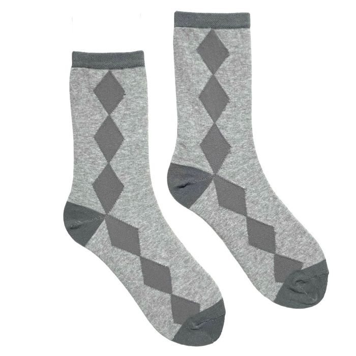 Women's Socks "Black Diamonds" made from Indian cotton, gray melange