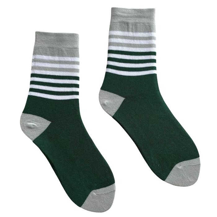 Шкарпетки чоловічі "Смуги", з індійської бавовни, темно зелені