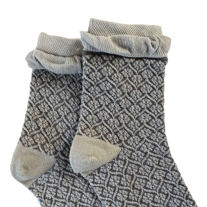 Жіночі жакардові шкарпетки "Подвійний борт" з індійської бавовни, світло сірі