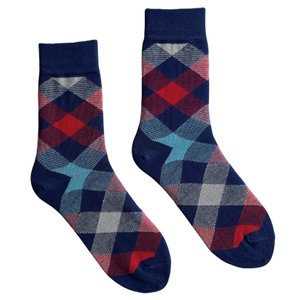 Шкарпетки чоловічі "Кольорові квадрати", з індійської бавовни, сині