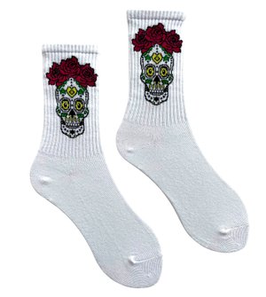 Women's cotton Socks "Calavera", white