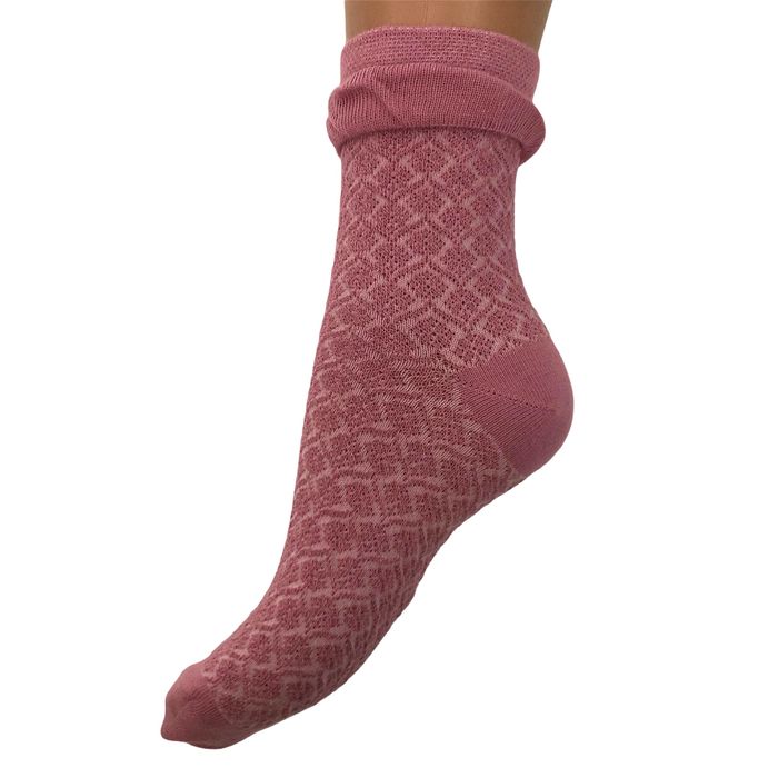 Жіночі жакардові шкарпетки "Подвійний борт" з індійської бавовни, пудра