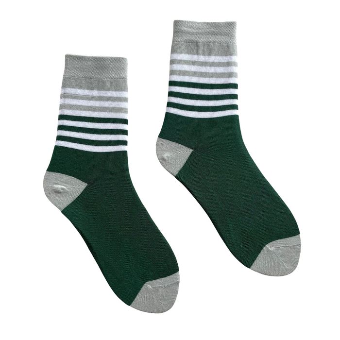 Мужские носки "Полосы", с индийского хлопка, темно зеленые, 44-45