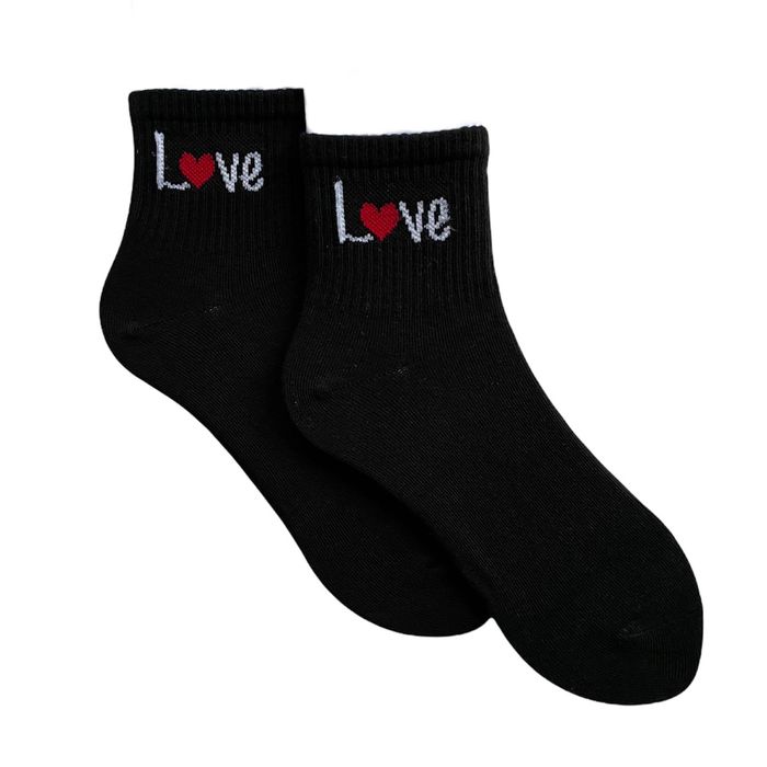 Women's Socks "LOVE" made from Indian cotton, black, 35-37