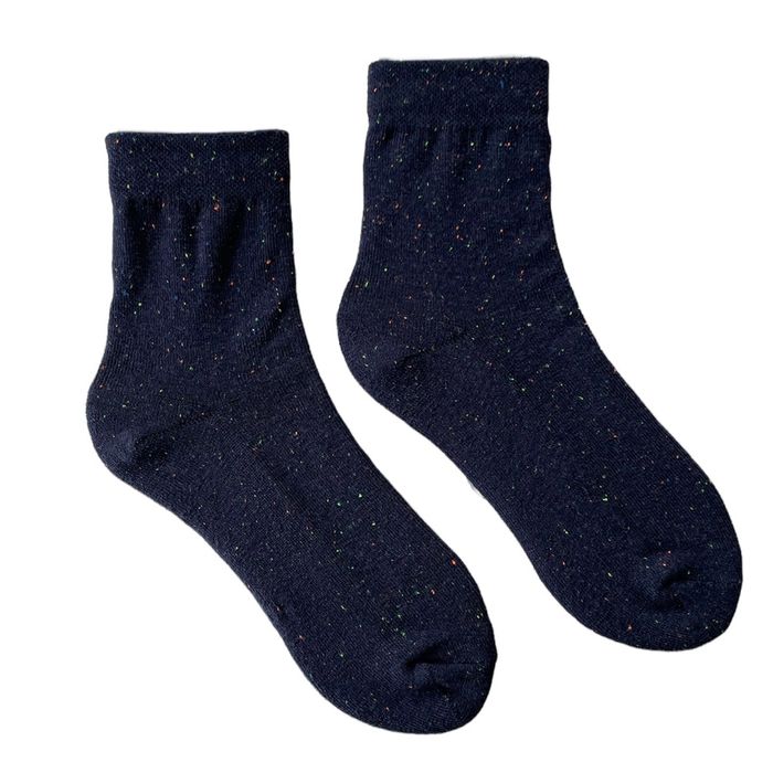 Women's socks "Terry Foot" made from Indian cotton, dark blue melange with dots