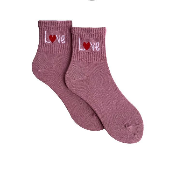 Носки женские "LOVE" с индийского хлопка, пудровые, 35-37