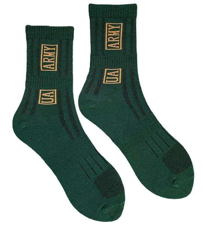 Tactical men's socks "UA ARMY", made from Indian cotton, dark green