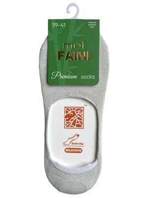 Men's "invisible" bamboo socks with Anti-slip SILICONE, light grey