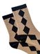 Women's Socks "Black Diamonds" made from Indian cotton, beige melange, 38-40
