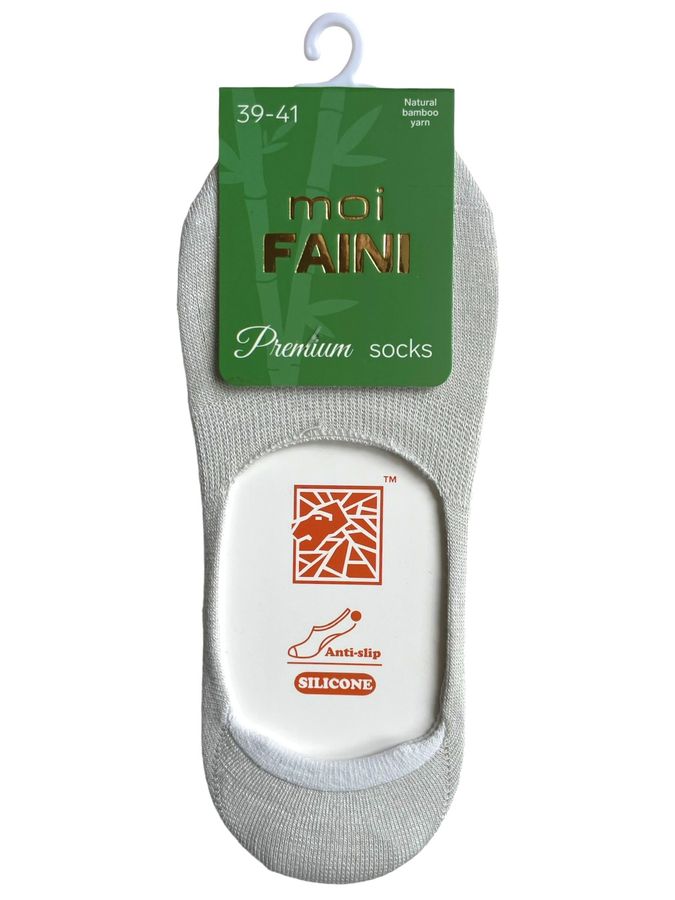Men's "invisible" bamboo socks with Anti-slip SILICONE, light grey