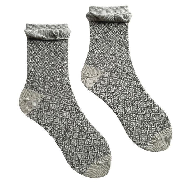 Женские жаккардовые носки "Двойной борт" с индийского хлопка, светло серые, 38-40