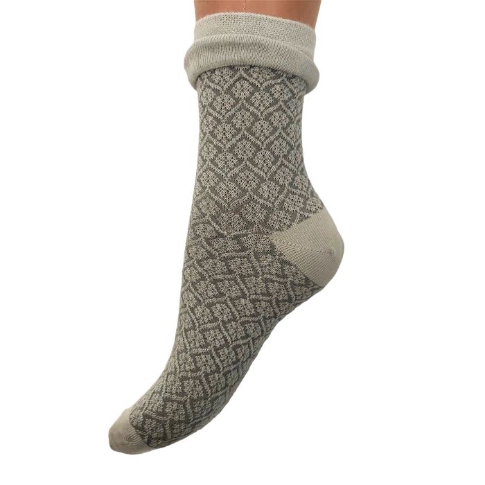 Women's Jacquard Socks "Double eraser" made from Indian cotton, light gray, 38-40