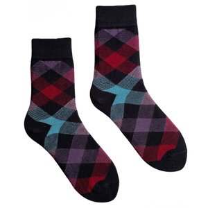 Шкарпетки чоловічі "Кольорові квадрати", з індійської бавовни, чорні