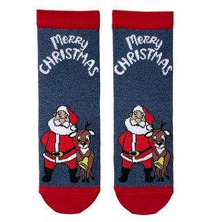 Новогодние носки с индийского хлопка, Санта с оленем