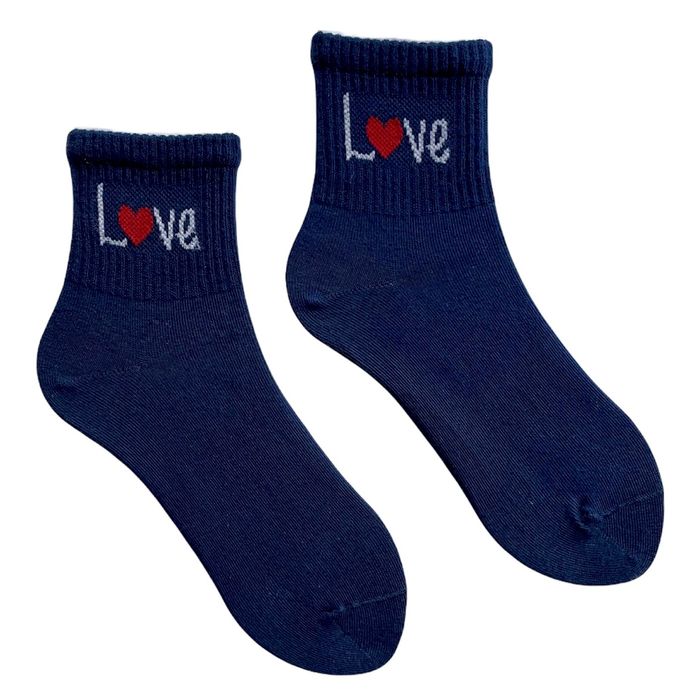 Шкарпетки жіночі "LOVE" з індійської бавовни, сині, 35-37