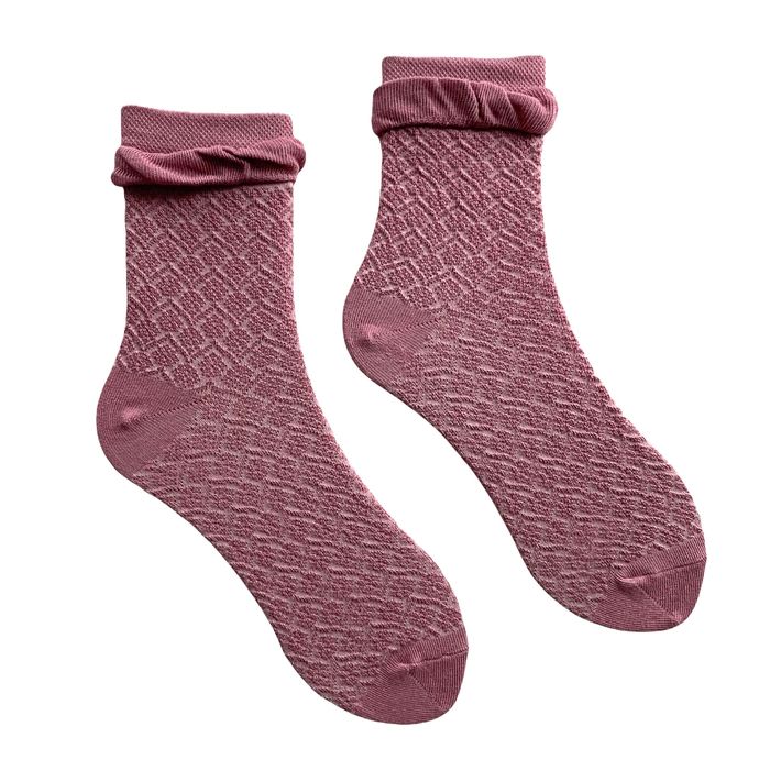 Women's Jacquard Socks "Double eraser" made from Indian cotton, powder, 38-40