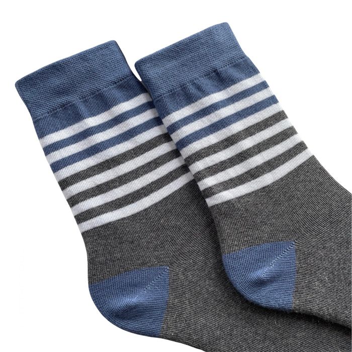 Шкарпетки чоловічі "Смуги", з індійської бавовни, сірі, 44-45
