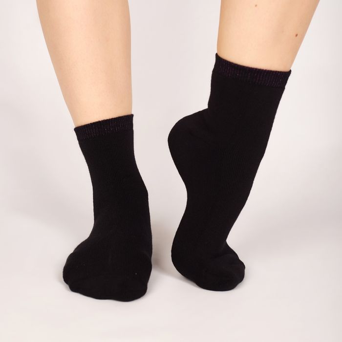 Жіночі зимові шкарпетки "Гумка з люрексом" з індійської бавовни, чорні