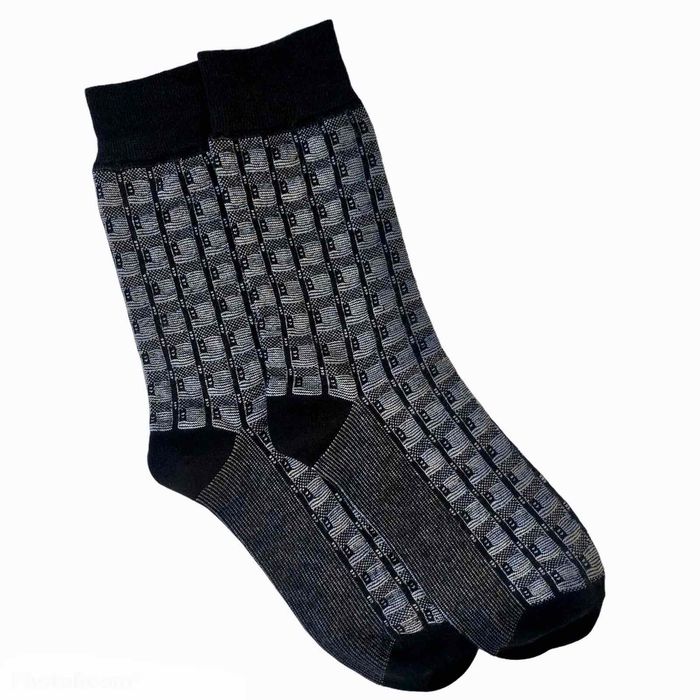 Men's jacquard socks made from Indian cotton, black, pp.44-45