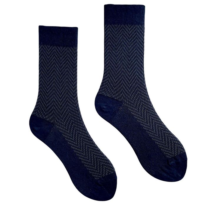 Шкарпетки чоловічі "Ялинка" з індійської бавовни, темно сині/сірі