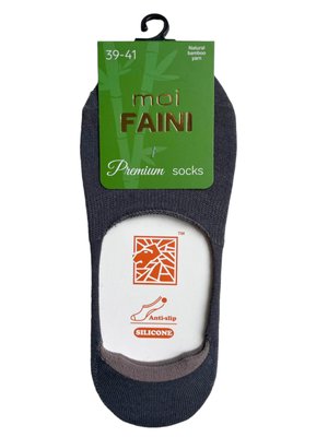 Men's "invisible" bamboo socks with Anti-slip SILICONE, dark grey