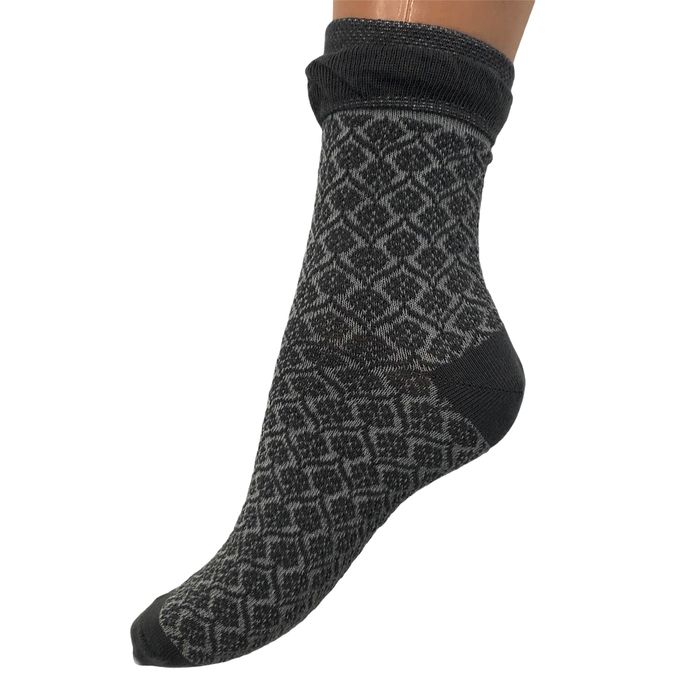 Women's Jacquard Socks "Double eraser" made from Indian cotton, dark grey, 38-40
