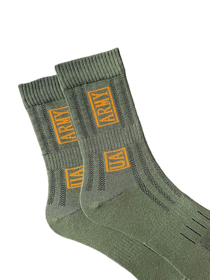 Tactical men's socks "UA ARMY", made from Indian cotton, khaki/orange