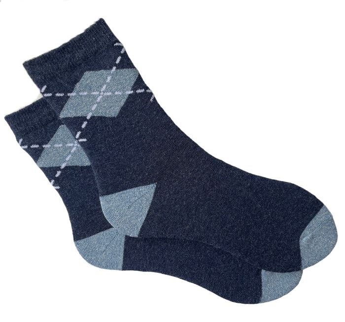 Women's terry socks made from Indian cotton, blue melange